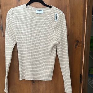 Old Navy Beige Ribbed Long Sleeve Top